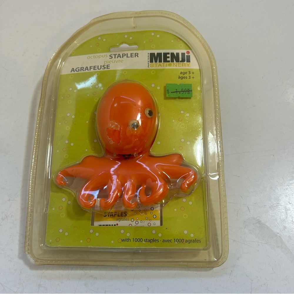 Vintage‎ staples office supplies orange plastic novelty octopus stapler